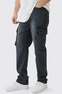 Tall Straight Rigid Cargo Jeans | BoohooMAN UK