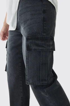 Tall Straight Rigid Cargo Jeans | BoohooMAN UK