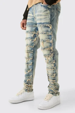 Tall Stretch Skinny Rip And Repair Jean | BoohooMAN UK