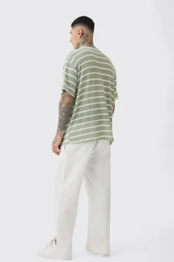 Tall Stripe Knit Relaxed T-shirt | BoohooMAN UK