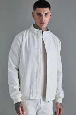 Tall Stripe Seersucker Smart Jacket And Short Set | BoohooMAN UK