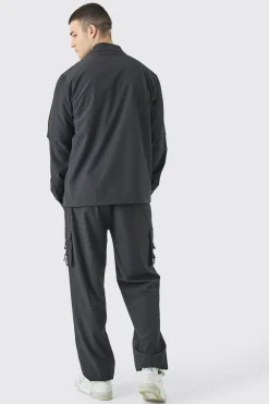 Tall Technical Stretch Elasticated Waist Utility Cargo Trouser | BoohooMAN UK