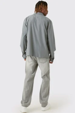 Tall Technical Stretch Harrington Asymmetrical Jacket | BoohooMAN UK