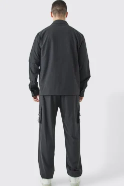 Tall Technical Stretch Harrington Utility Jacket | BoohooMAN UK