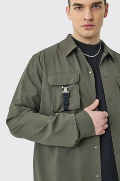 Tall Technical Stretch Harrington Utility Jacket | BoohooMAN UK