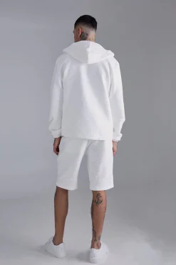 Tall Textured Jacquard Smart Jacket And Short Set | BoohooMAN UK