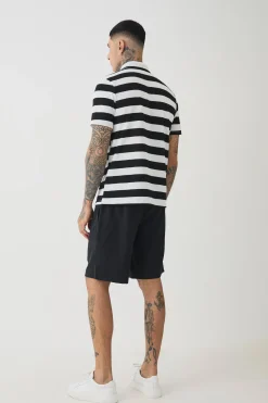 Tall Textured Stripe Polo | BoohooMAN UK