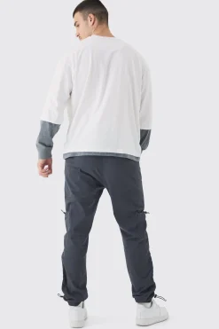 Tall Toggle Detail Slim Fit Cargo Joggers | BoohooMAN UK