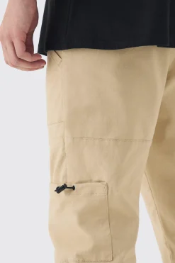 Tall Toggle Detail Slim Fit Cargo Joggers | BoohooMAN UK
