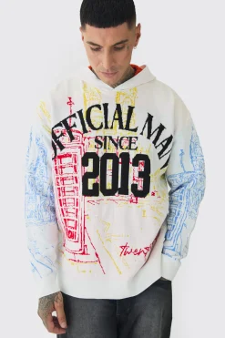 Tall Twenty Thirteen Graphic Knitted Hoodie | BoohooMAN UK