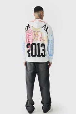 Tall Twenty Thirteen Graphic Knitted Hoodie | BoohooMAN UK
