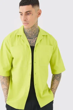 Tall Twill Drop Revere Contrast Stitch Shirt | BoohooMAN UK