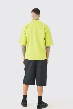 Tall Twill Drop Revere Contrast Stitch Shirt | BoohooMAN UK