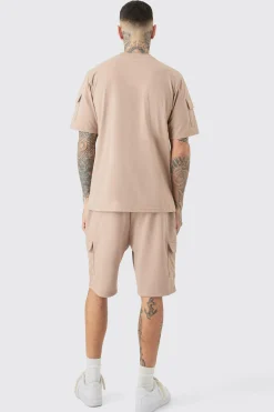 Tall Utility Pocket T-shirt & Cargo Short Set | BoohooMAN UK