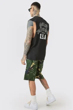 Tall Varsity San Diego Backprint Tank In Black | BoohooMAN UK