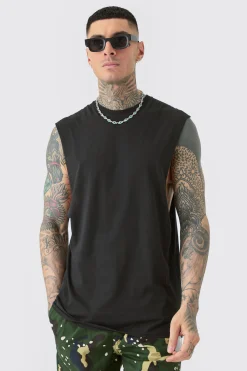 Tall Varsity San Diego Backprint Tank In Black | BoohooMAN UK