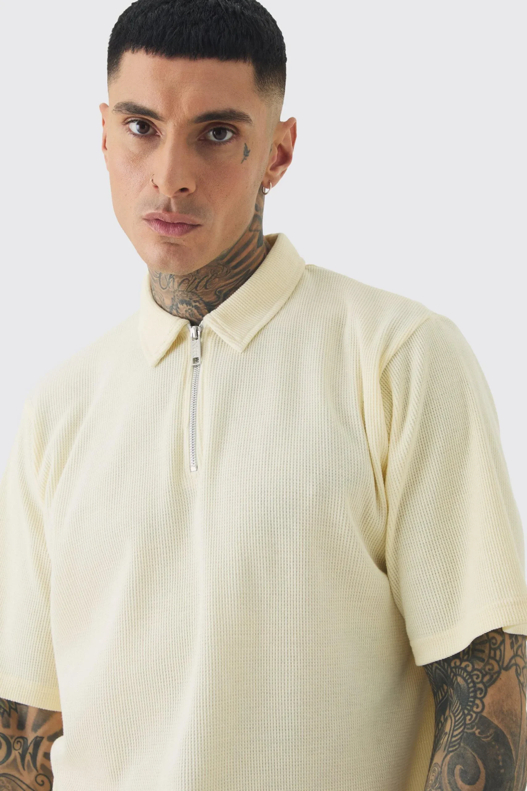 Tall Waffle Polo & Short Set | BoohooMAN UK