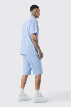 Tall Waffle Polo & Short Set | BoohooMAN UK