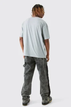 Tall Wash Straight Fit Carpenter Jean In Grey | BoohooMAN UK