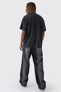 Tall Washed Cross Embroidered T-Shirt | BoohooMAN UK