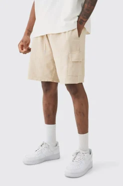 Tall Washed Relaxed Jersey Cargo Shorts | BoohooMAN UK
