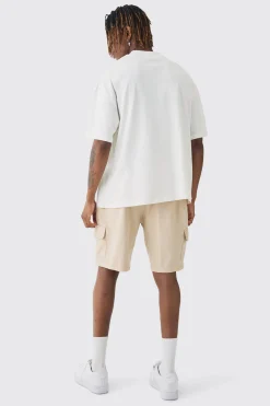 Tall Washed Relaxed Jersey Cargo Shorts | BoohooMAN UK