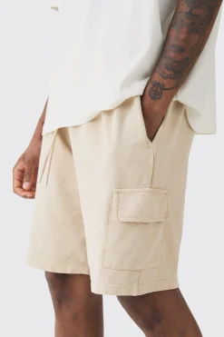 Tall Washed Relaxed Jersey Cargo Shorts | BoohooMAN UK