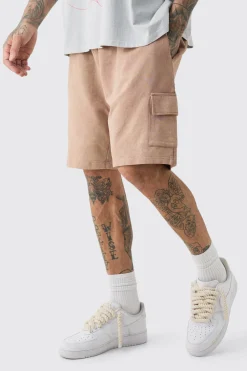 Tall Washed Relaxed Jersey Cargo Shorts | BoohooMAN UK