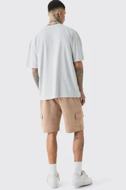 Tall Washed Relaxed Jersey Cargo Shorts | BoohooMAN UK