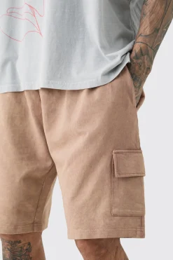 Tall Washed Relaxed Jersey Cargo Shorts | BoohooMAN UK