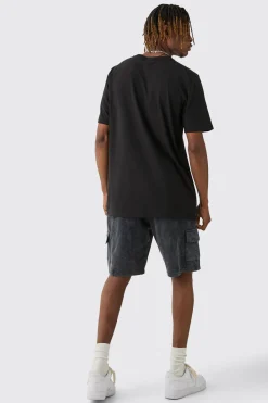 Tall Washed Relaxed Jersey Cargo Shorts | BoohooMAN UK