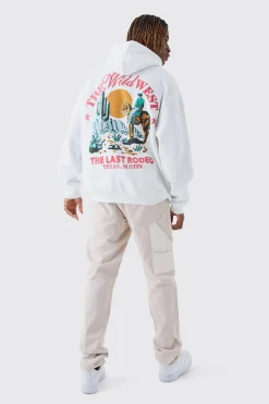 Tall Wild West Back Printed Oversized Hoodie | BoohooMAN UK
