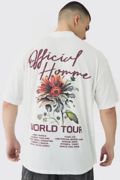 Tall World Tour Extended Neck Oversized T-Shirt | BoohooMAN UK