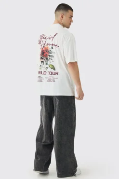 Tall World Tour Extended Neck Oversized T-Shirt | BoohooMAN UK
