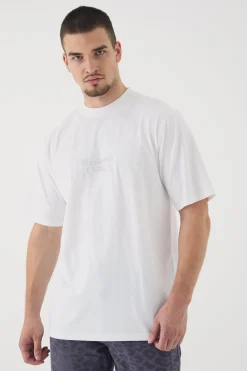 Tall Worldwide Debossed T-shirt In White | BoohooMAN UK
