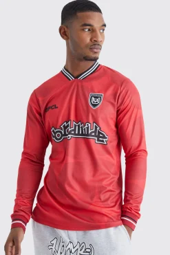 Tall Worldwide Long Sleeve Football Shirt | BoohooMAN UK
