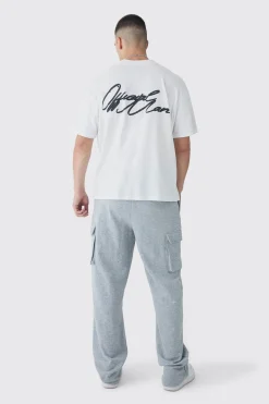 Tall Woven Tab Relaxed Fit Cargo Joggers | BoohooMAN UK