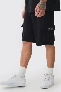 Tall Woven Tab Relaxed Fit Cargo Shorts | BoohooMAN UK