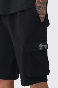 Tall Woven Tab Relaxed Fit Cargo Shorts | BoohooMAN UK