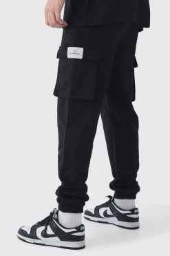 Tall Woven Tab Slim Fit Cargo Joggers | BoohooMAN UK