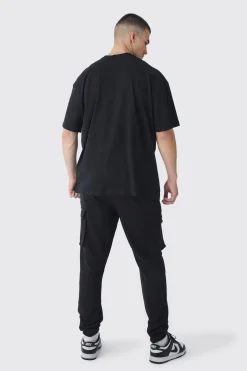 Tall Woven Tab Slim Fit Cargo Joggers | BoohooMAN UK