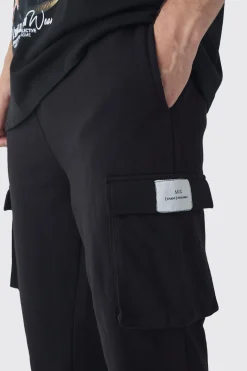 Tall Woven Tab Slim Fit Cargo Joggers | BoohooMAN UK