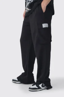 Tall Woven Tab Split Hem Relaxed Cargo Joggers | BoohooMAN UK