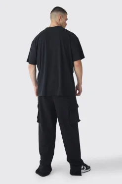 Tall Woven Tab Split Hem Relaxed Cargo Joggers | BoohooMAN UK