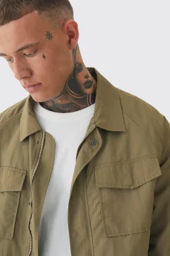 Tall Zip Up Lightweight Field Jacket | BoohooMAN UK