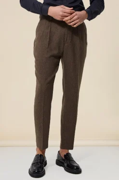 Tapered Fit Herringbone Suit Trousers | BoohooMAN UK
