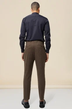 Tapered Fit Herringbone Suit Trousers | BoohooMAN UK