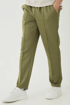 Tapered Pintuck Scuba Trouser | BoohooMAN UK