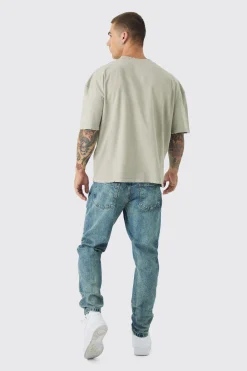 Tapered Rigid Jean In Antique Blue | BoohooMAN UK