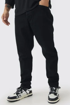 Tapered Rigid Jean In True Black | BoohooMAN UK